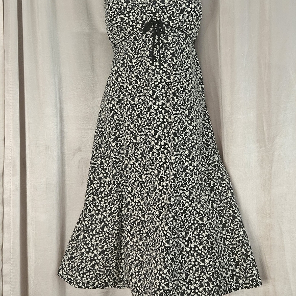 NWOT Karin Stevens black & white smocked fit & flare A-line dress Womens 16 - Picture 7 of 8